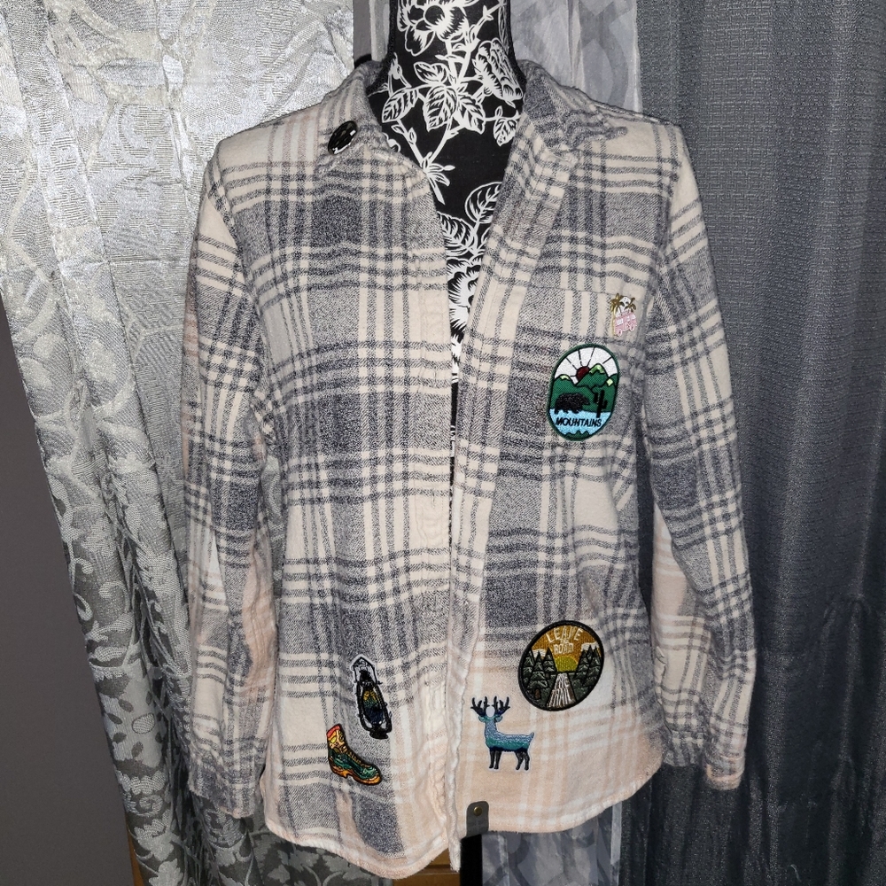 Oversized American Eagle Destroyed Upcycled perfect camping Flannel Size XL